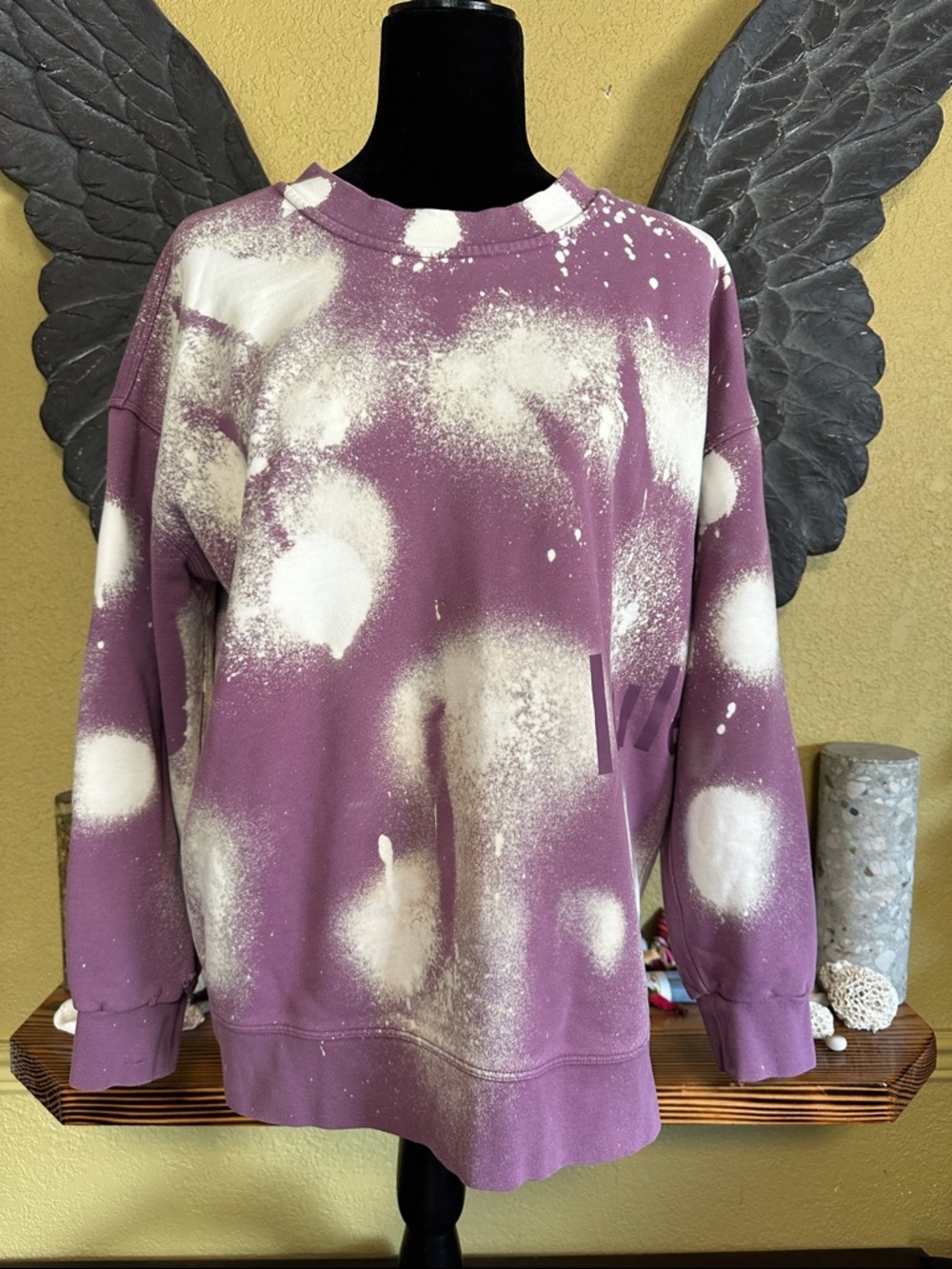 Lululemon Purple Bleach-Splatter Crewneck Sweater
